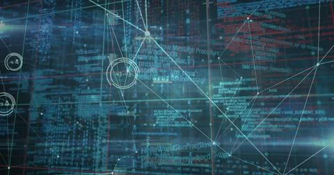 Image of financial data processing over spinning globe and world map Illustrazione stock