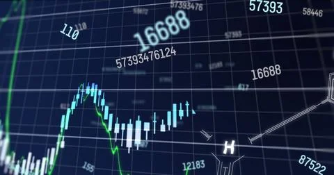 Image of financial data processing over chemical structures イラスト素材