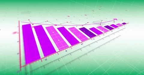 Image of financial data processing over green background Stock Illustration