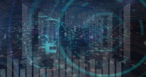 Image of financial data processing over digital screen Stockillustratie