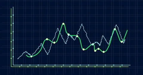 Image of financial data processing over black background イラスト素材
