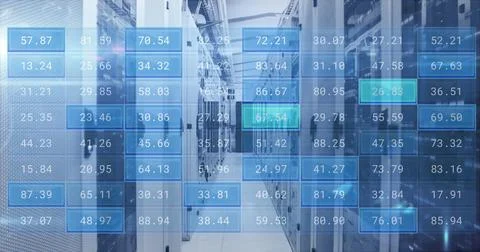 Image of financial data processing over computer servers Stock Illustration
