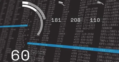 Image of financial data processing over screen イラスト素材