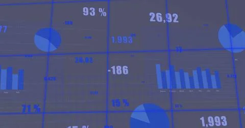 Image of financial data processing over grey background Stock Illustration