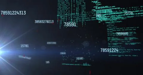 Image of financial data processing over dark background Stockillustratie