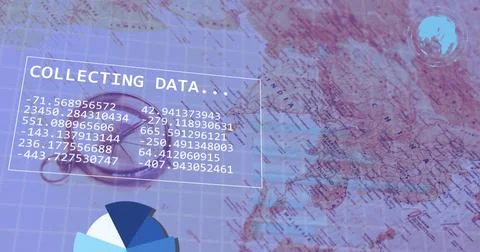 Image of financial data processing over world map Ilustração Stock