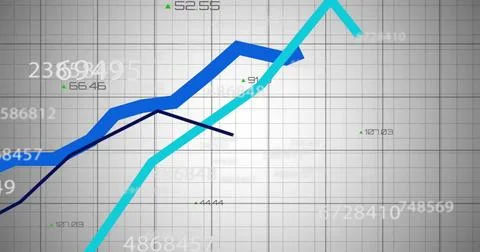 Image of financial data processing over grid Stock Illustration