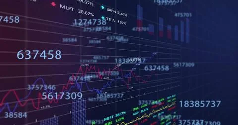 Image of financial data processing over grid Stock Illustration