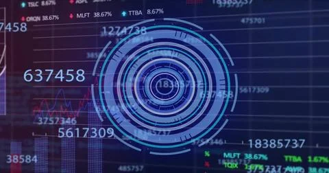 Image of financial data processing over scope and grid Stock Illustration