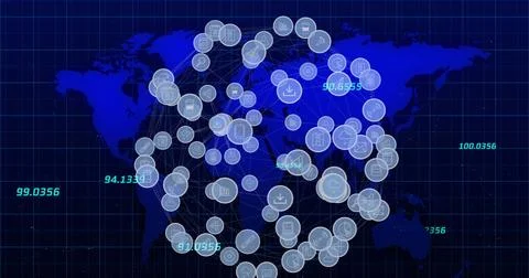 Image of financial data processing over dark background 스톡 일러스트