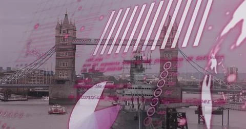 Image of financial data processing over london cityscape Ilustração Stock