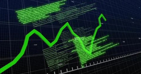 Image of financial data processing over black background Stock Illustration