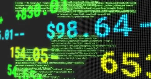 Image of financial data processing over black background イラスト素材