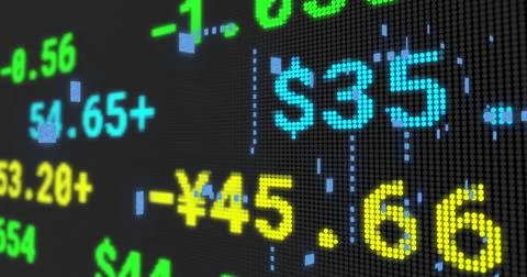 Image of financial data processing over black background Stock Illustration