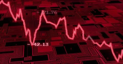 Image of financial data processing over circuit board background Stock Illustration