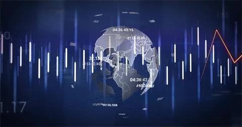 Image of financial data processing over globe Stock Illustration