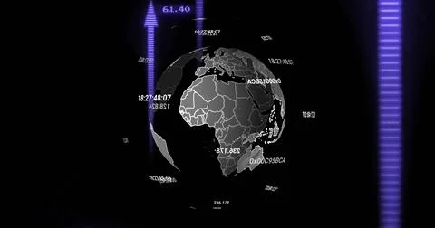 Image of financial data processing over globe 스톡 일러스트