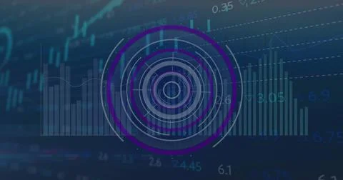 Image of financial data processing over dark background 스톡 일러스트