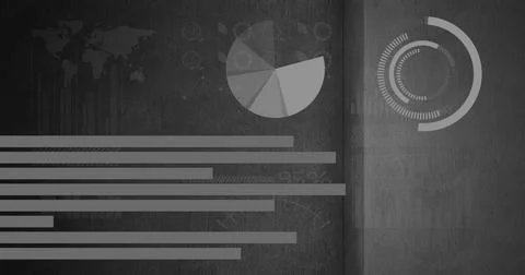 Image of financial data processing over dark background Stock Illustration