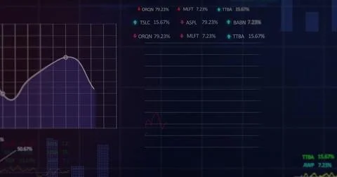 Image of financial data processing over dark background Stock Illustration