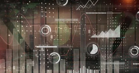 Image of financial data processing over dark background Stock Illustration