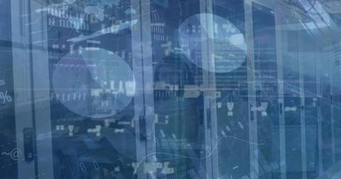 Image of financial data processing over computer servers Stockillustratie