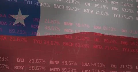 Image of financial data processing over flag of chile Stock Illustration