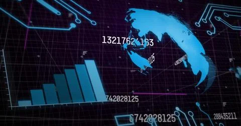 Image of financial data processing over globe Stock Illustration