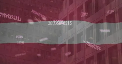 Image of financial data processing over flag of austria Stock Illustration