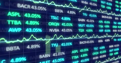 Image of financial data processing over dark background Stock Illustration