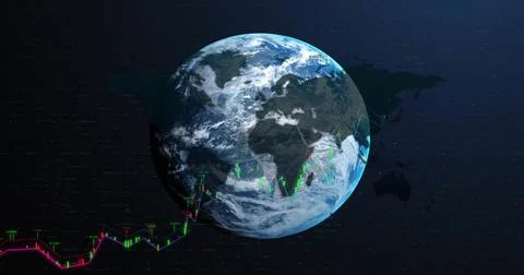Image of financial data processing over globe Stock Illustration