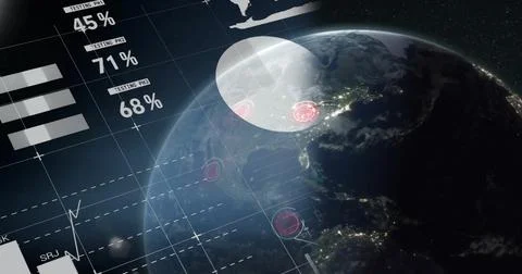 Image of financial data processing over globe 스톡 일러스트