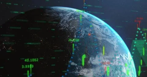Image of financial data processing over globe Stock Illustration