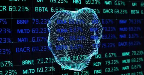 Image of financial data processing over round shape Stock Illustration