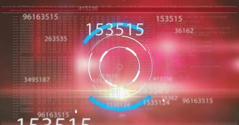 Image of financial data processing over scope scanning Illustrazione stock