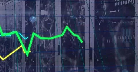 Image of financial data processing over computer servers Illustrazione stock