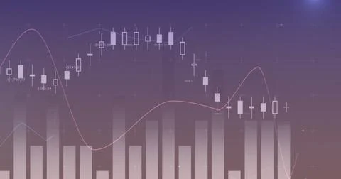 Image of financial data processing over dark background イラスト素材