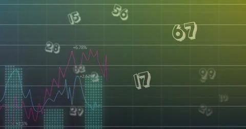 Image of financial data processing over dark background Stock Illustration