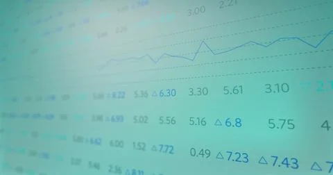 Image of financial data processing over green background Stock Illustration