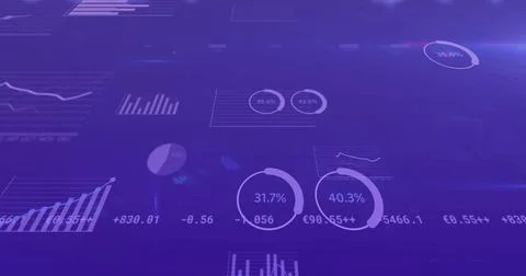 Image of financial data processing over dark background 스톡 일러스트