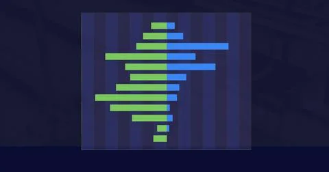 Image of financial data processing over empty office Stock Illustration