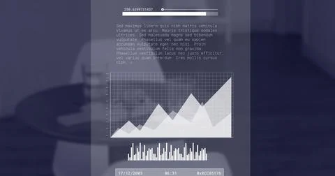 Image of financial data processing over empty office Stock Illustration