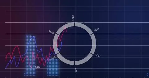 Image of financial data processing over dark background Stock Illustration