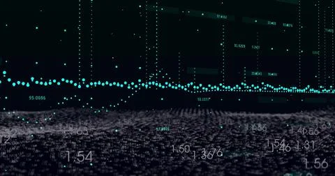 Image of financial data processing over dark background Stock Illustration