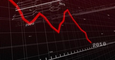 Image of financial data processing over dark background 스톡 일러스트