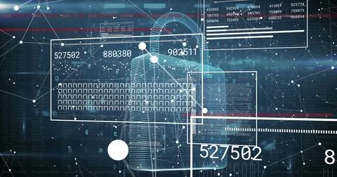 Image of financial data processing over padlock 스톡 일러스트