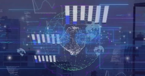 Image of financial data processing over globe Stock Illustration