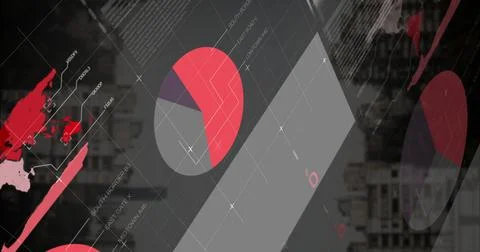 Image of financial data processing over cityscape Illustrazione stock