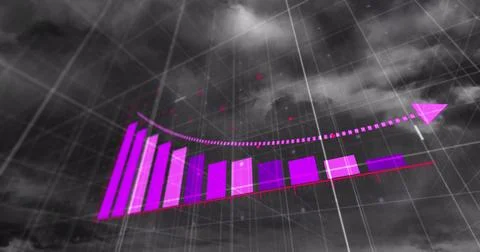 Image of financial data processing over grid Stock Illustration