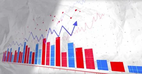 Image of financial data processing over grid 스톡 일러스트